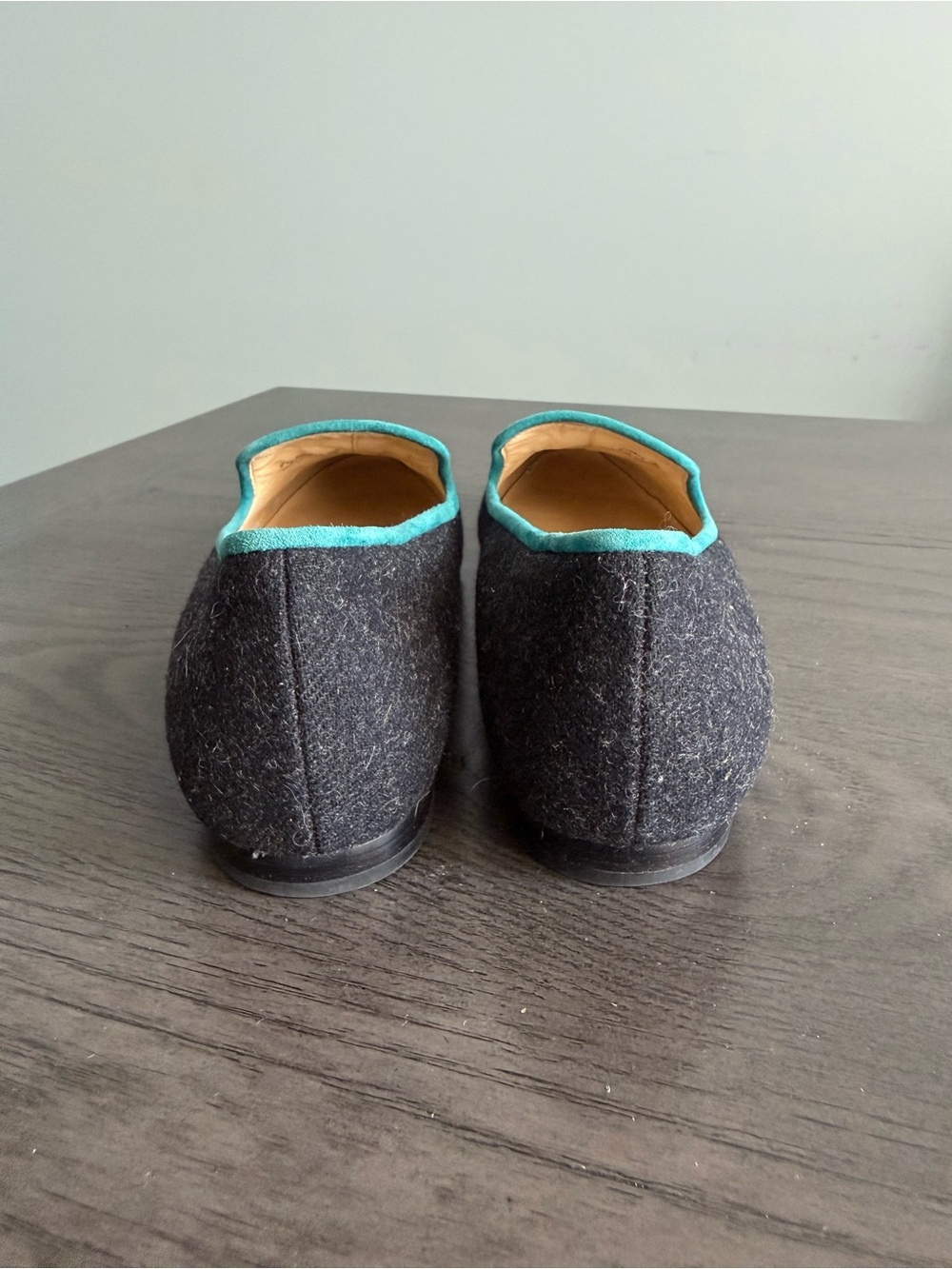 Cole Haan Women’s Tassel Smoking Loafers Blue Wool Teal Trim Size 10B - Picture 6 of 10